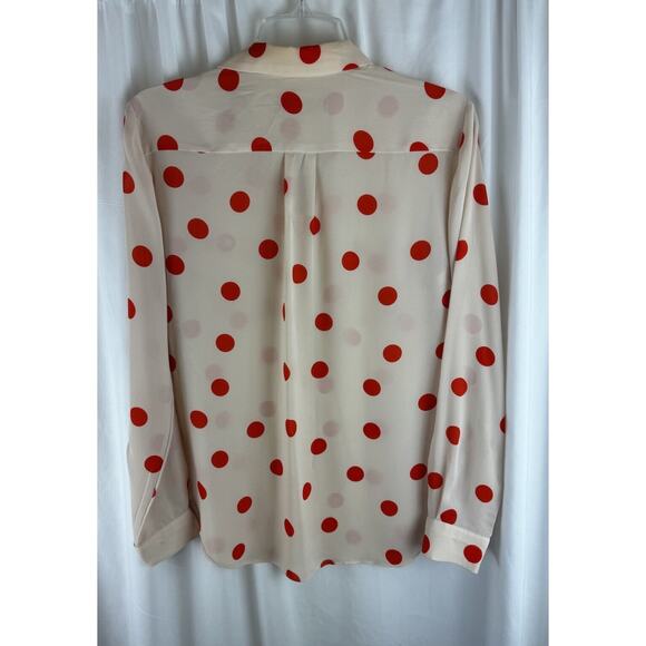 Ann Taylor LOFT Polka Dot Blouse, Nude & Orange, Sz: S, 55-43 - Picture 9 of 16